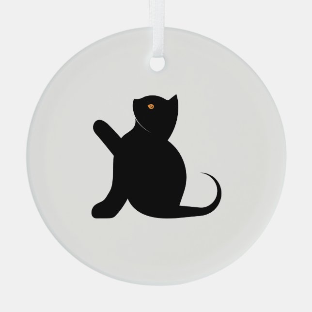 Cat Sprichwort Hello Ornament Aus Glas (Rückseite)
