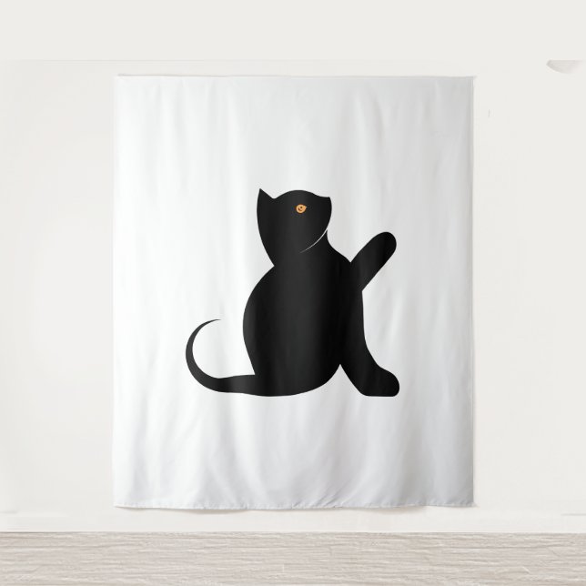Cat Sprichwort Hello Wandteppich (Vorderseite)