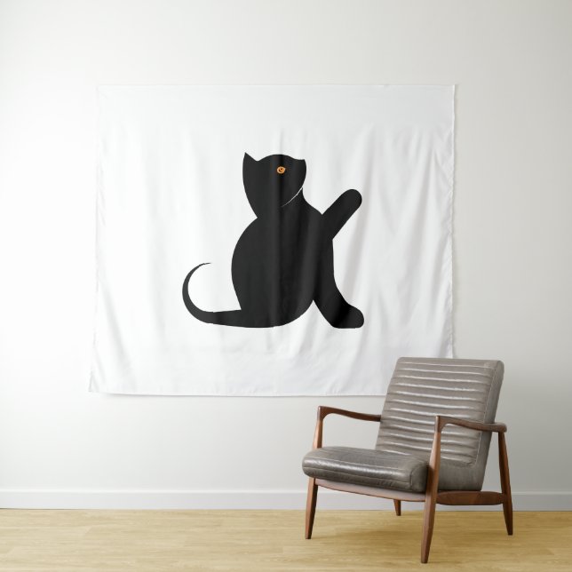 Cat Sprichwort Hello Wandteppich (Beispiel (Horizontal))