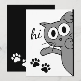 Cat Sprichwort Hi Hello Paw Print Graue Flachkarte Karte