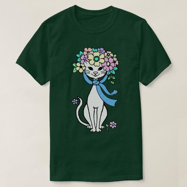 Cat Spring Summer Blume Springtime Sommerzeit Fl T-Shirt (Design vorne)
