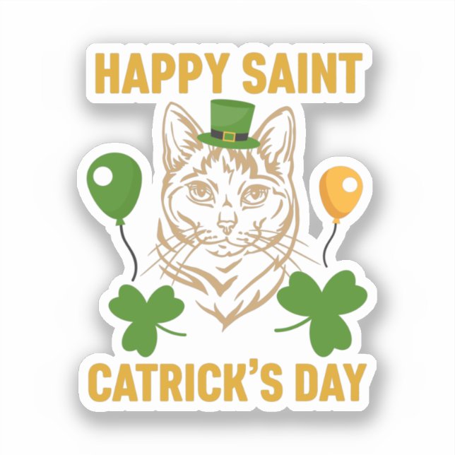 Cat St. Patrick's Day for Cat Lover Aufkleber (Vorderseite)