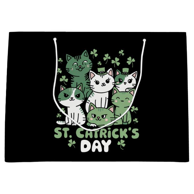 Cat St Patrick's Day Funny Catrick's Day Große Geschenktüte (Vorderseite)
