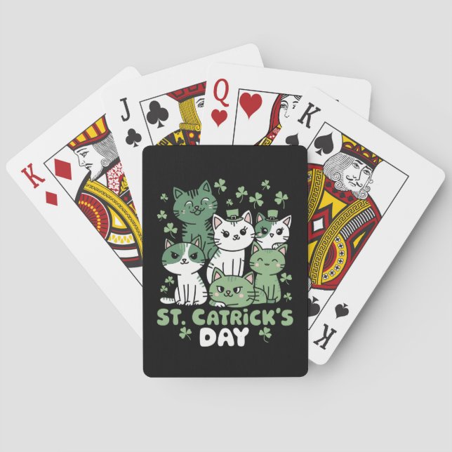 Cat St Patrick's Day Funny Catrick's Day Spielkarten (Rückseite)