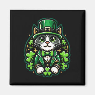 Cat St Patricks Day Kleeblatt Men Women Celebra Magnet