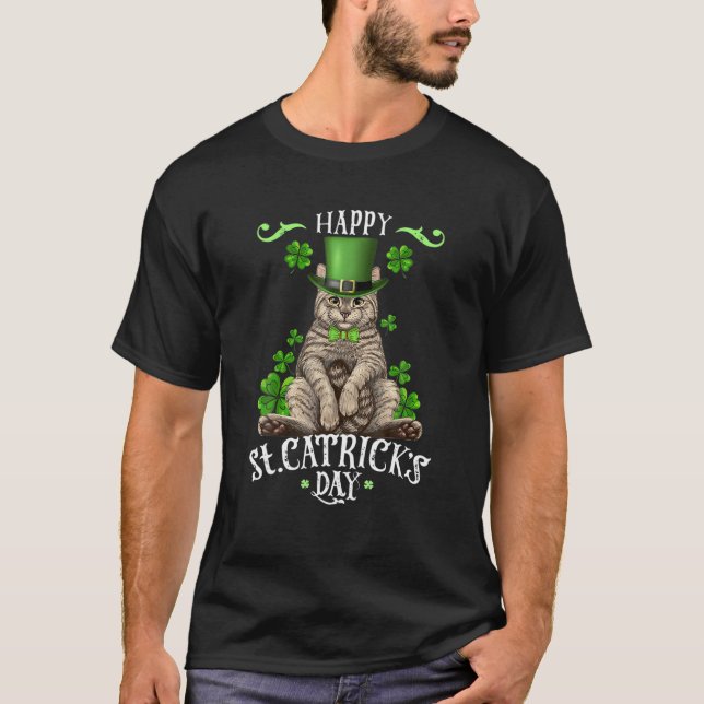 Cat St Pat's Paddy Patrick Day's Happy St Cat Tric T-Shirt (Vorderseite)