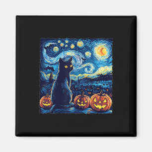 Cat Starry Night Van Gogh Cat for Cat Lover Cat Da Magnet