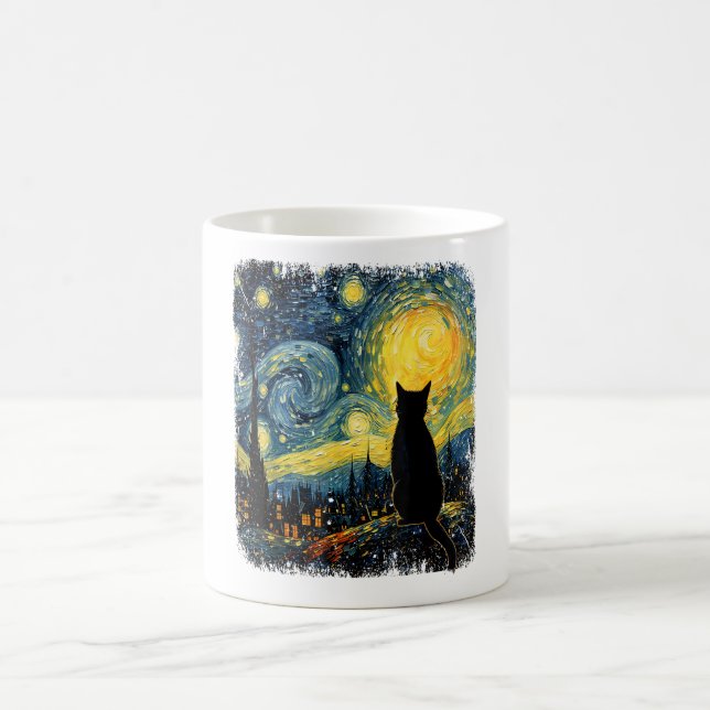 Cat Starry Night Van Gogh Cat for Cat Lover Cat Mo Kaffeetasse (Mittel)