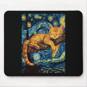 Cat Starry Night Van Gogh Cat for Cat Lover Cat Mo Mousepad