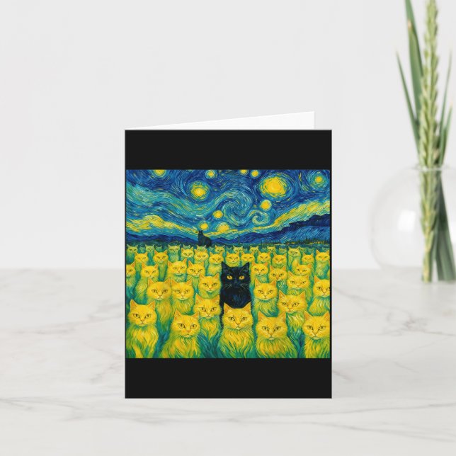 Cat Starry Night Van Gogh Cat For Cat Lover  Karte (Vorderseite)