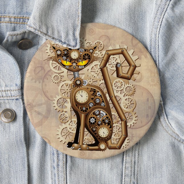 Cat Steampunk Vintag Retro Style Machine Button (Beispiel)