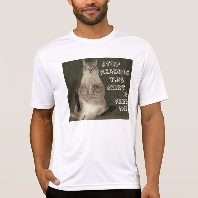 Cat STOPP LESEN SHIRT & FÜTTRE ME Men Performance  (Vorderseite)