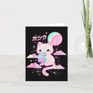 Cat Strawberry Milk Anime 90er japanische Katze Ja Karte
