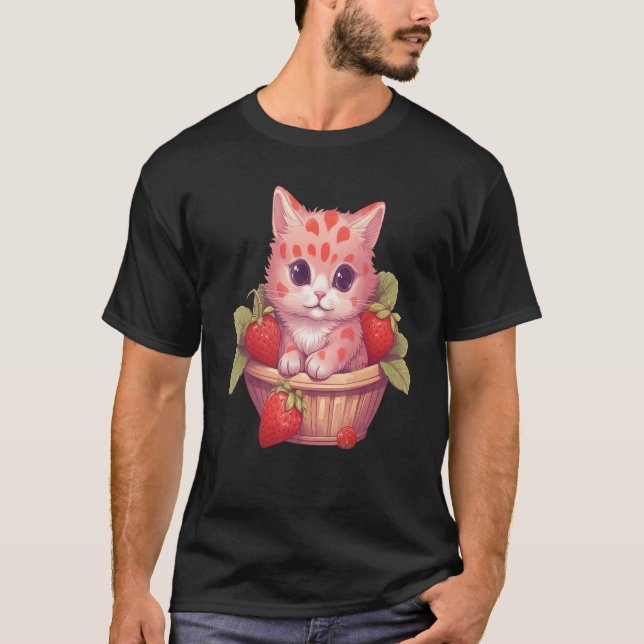 Cat Strawberry T-Shirt (Vorderseite)