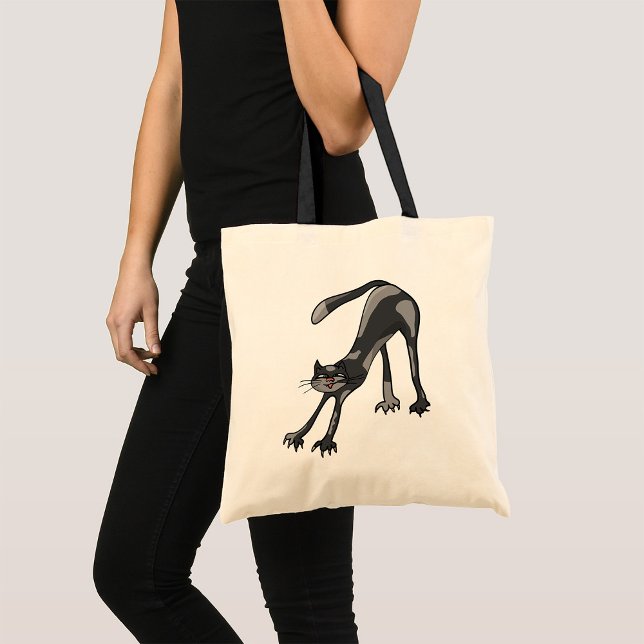 Cat Stretching Tote Bag Tragetasche (Von Creator hochgeladen)