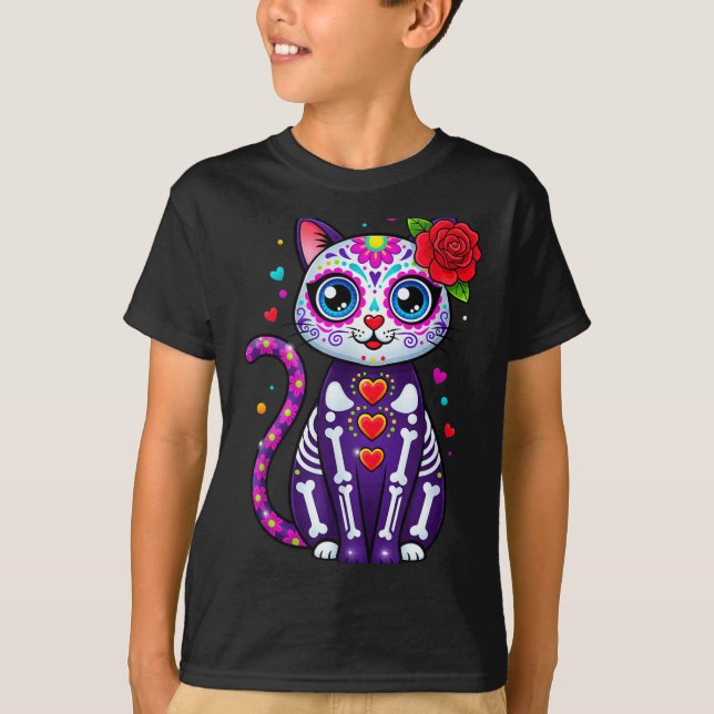 Cat Sugar Skull Cute Cat For Cat Lover Cat-m  T-Shirt (Vorderseite)