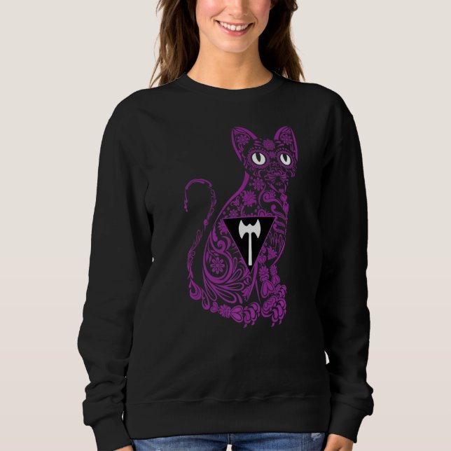 Cat Sugar Skull Lgbt Q Niedlich Lesben-Stolperflag Sweatshirt (Vorderseite)