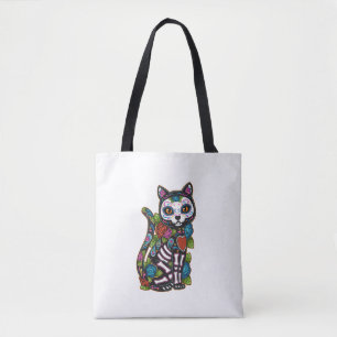 Cat Sugar Skull Mexico Calavera Dia De Los Muertos Tasche