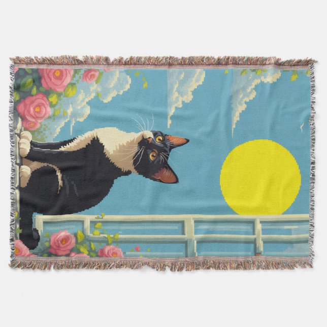 Cat & Sun Throw Blanket Decke (Vorderseite)