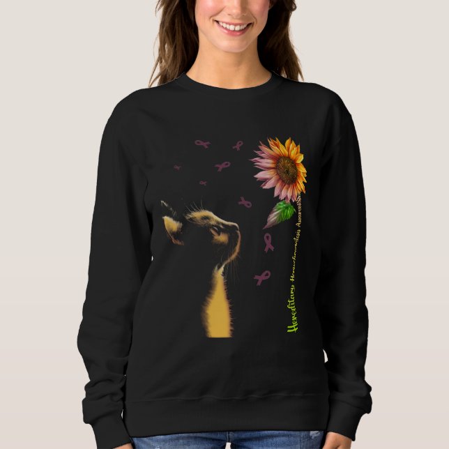 Cat Sunflower Hereditary Hemochromatosis Awareness Sweatshirt (Vorderseite)