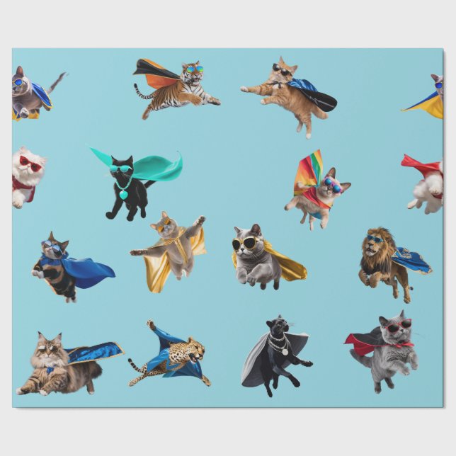 Cat Superheroes Geschenkpapier (Saum)
