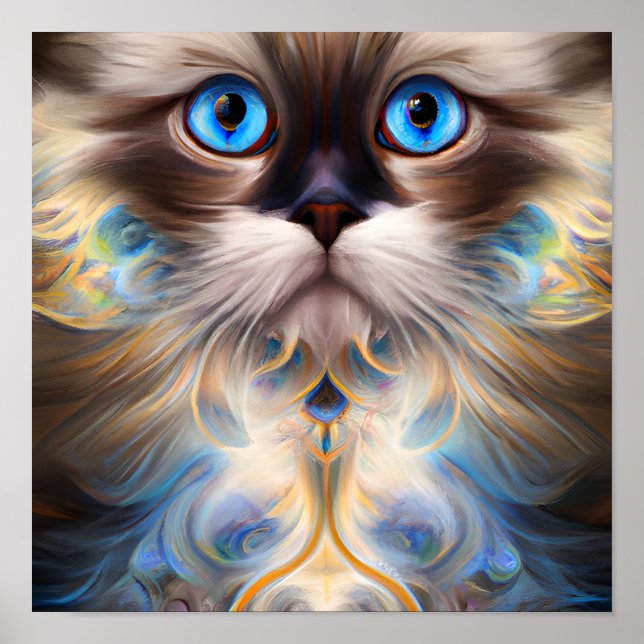 CAT Symmetrische Merkmale Fokussierte Augen Poster (Vorne)