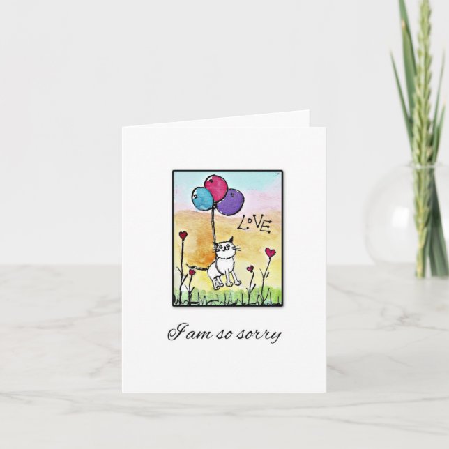 Cat Sympathy Card, ich bin so Sorry, Pet Loss Karte (Vorderseite)