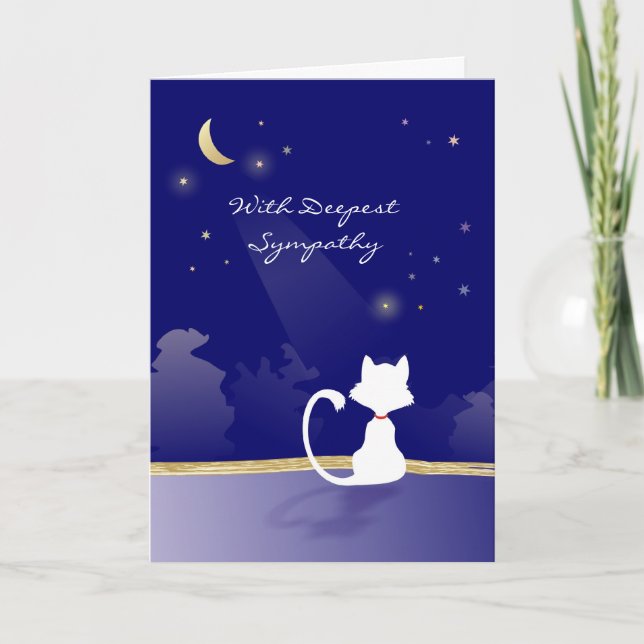 Cat Sympathy Card - Moon and Stars Karte (Vorderseite)