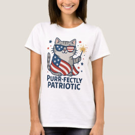 Cat T - Shirt am 4. Juli, pur Patriotisch