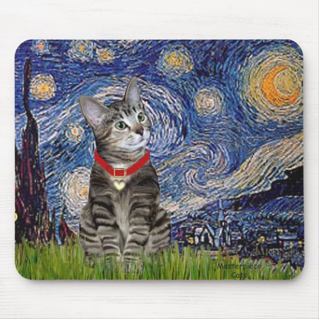 CAT (Tabby2) - Starry Night Mousepad (Vorne)