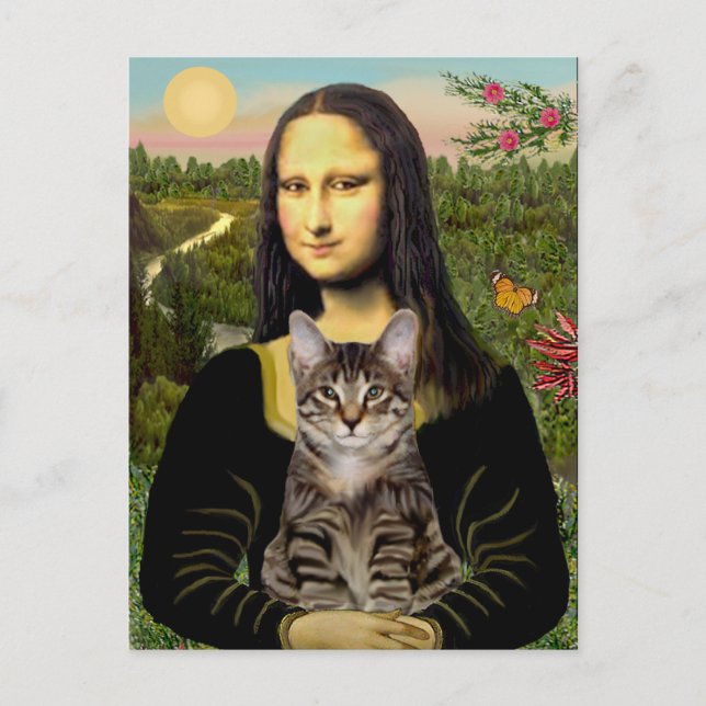 CAT (Tabby) - Mona Lisa Postkarte (Vorderseite)