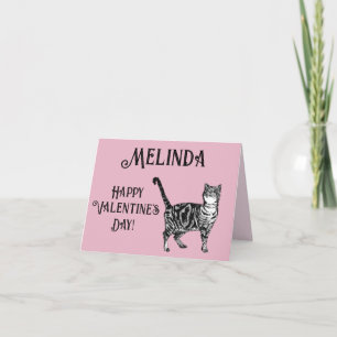 Cat Tabby Pastel Pink Cats Valentines Carte de jou