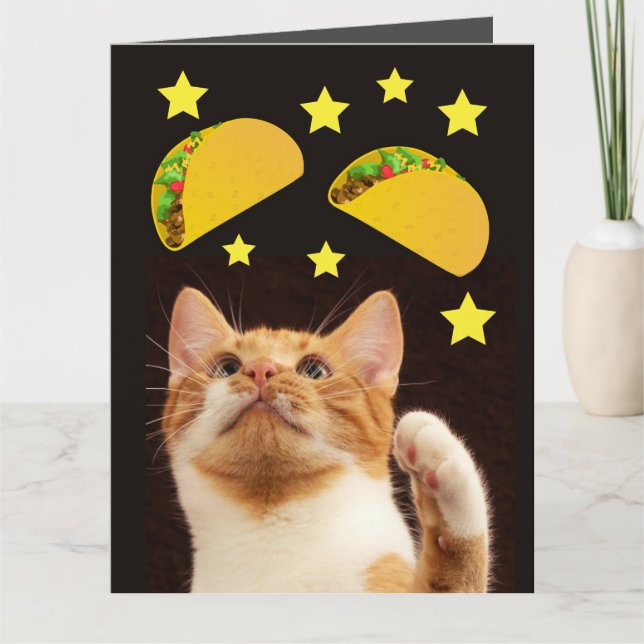 CAT TACO SPACE AVEC CARTES D'ANNIVERSAIRE GÉANTES  (Devant)