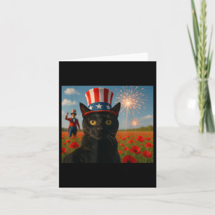 Cat Talking a Selfie Feuerwerk 4. Juli Patrioti Karte