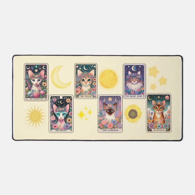 Cat Tarot Card Desk Mat Schreibtischunterlage (Vorderseite)