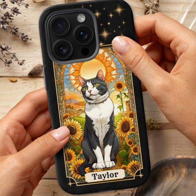 Cat Tarot Card Sun iPhone 16 Pro Fall Hülle (Cat Tarot Card Sun iPhone 16 Pro Case Tough)