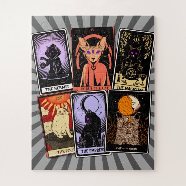 Cat Tarot Cards - Halloween Kaiserin. Hermit, Narr (Vertikal)