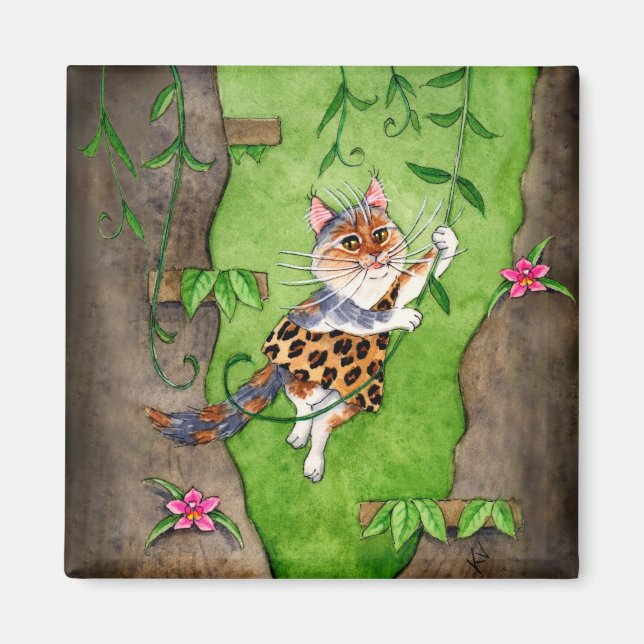 Cat Tarzan Jane schwingt in Bäumen Magnet (Vorne)