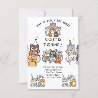 Cat-Tastic Kitty Cat Geburtstagsparty mit Goldenem Einladung
