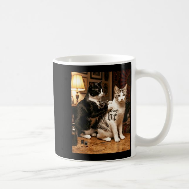 Cat Tattoo Artist 67 Six Seven Seis Siete Brain Ro Kaffeetasse (Rechts)