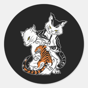 Cat Tattoo Lover Monmon Japanisch Hand Tattoing Runder Aufkleber