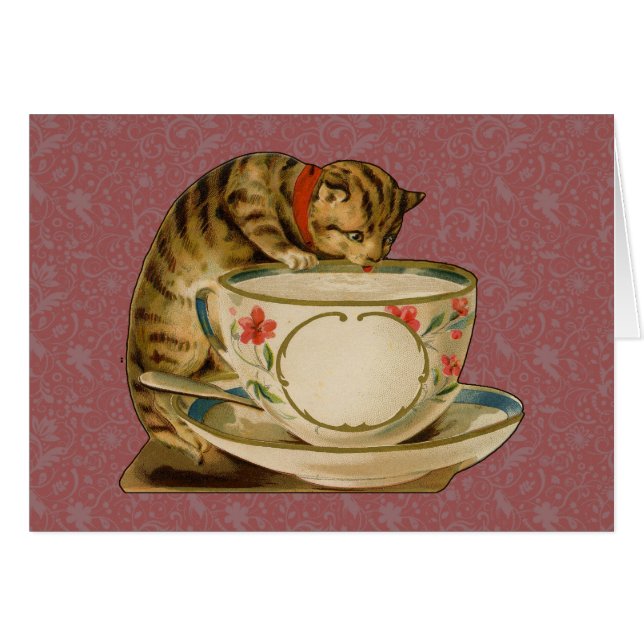 Cat Teacup Cute Vintage Victorien (Devant horizontal)