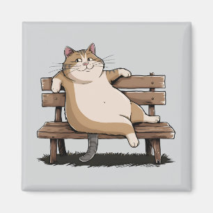 Cat the Bench Sitter Magnet