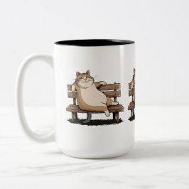 Cat the Bench Sitter Zweifarbige Tasse