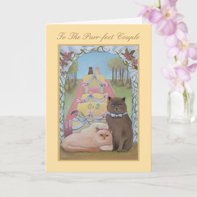 Cat Theme Hochzeit Herzlichen Glückwunsch Faltkart Karte (Orchidee)