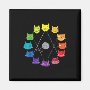 Cat Themed Artist Colour Wheel Educational Art Tea Magnet