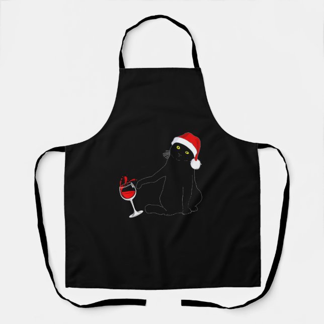 Cat Themed Christmas Sweater für Männer Frauen Wei Schürze (Vorderseite)