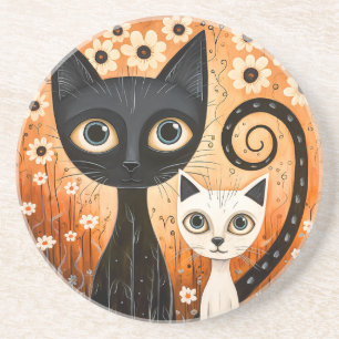 Cat-Themed Sandstone Untersetzer
