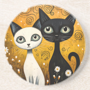 Cat-Themed Sandstone Untersetzer