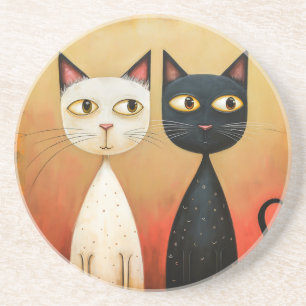 Cat-Themed Sandstone Untersetzer